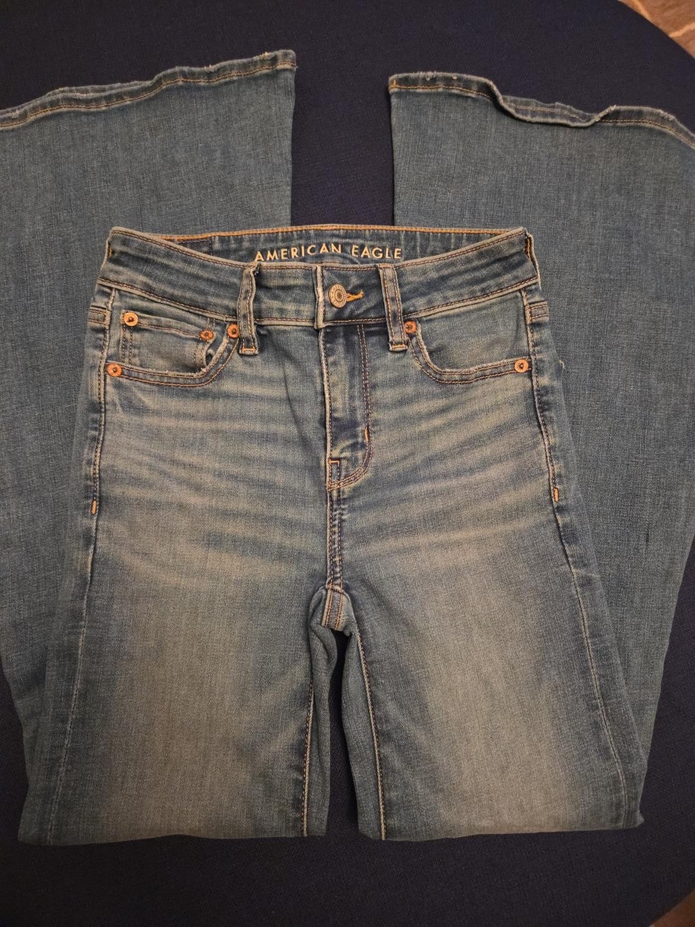 American Eagle Festival Flare Jeans 00 Short Next Level Stretch Medium Wash